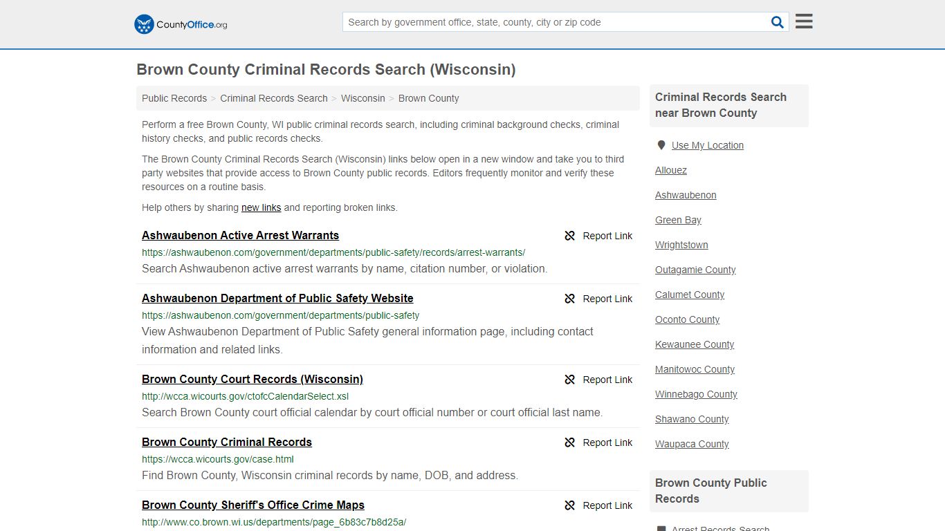 Criminal Records Search - Brown County, WI (Arrests, Jails ...